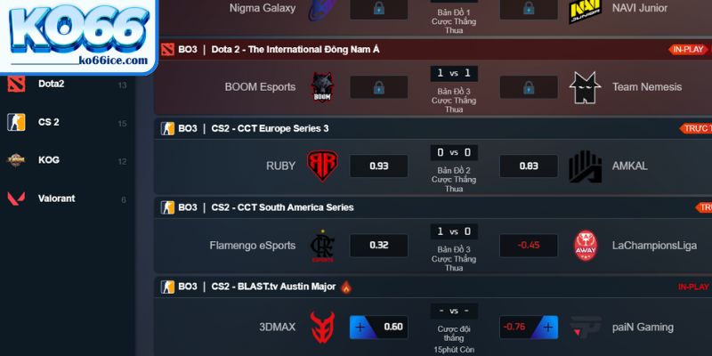 Kiểu kèo cá cược Esport KO66 được ưa chuộng nhất hiện nay
