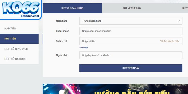 Những yếu tố cần thiết khi rút tiền KO66 cho người mới